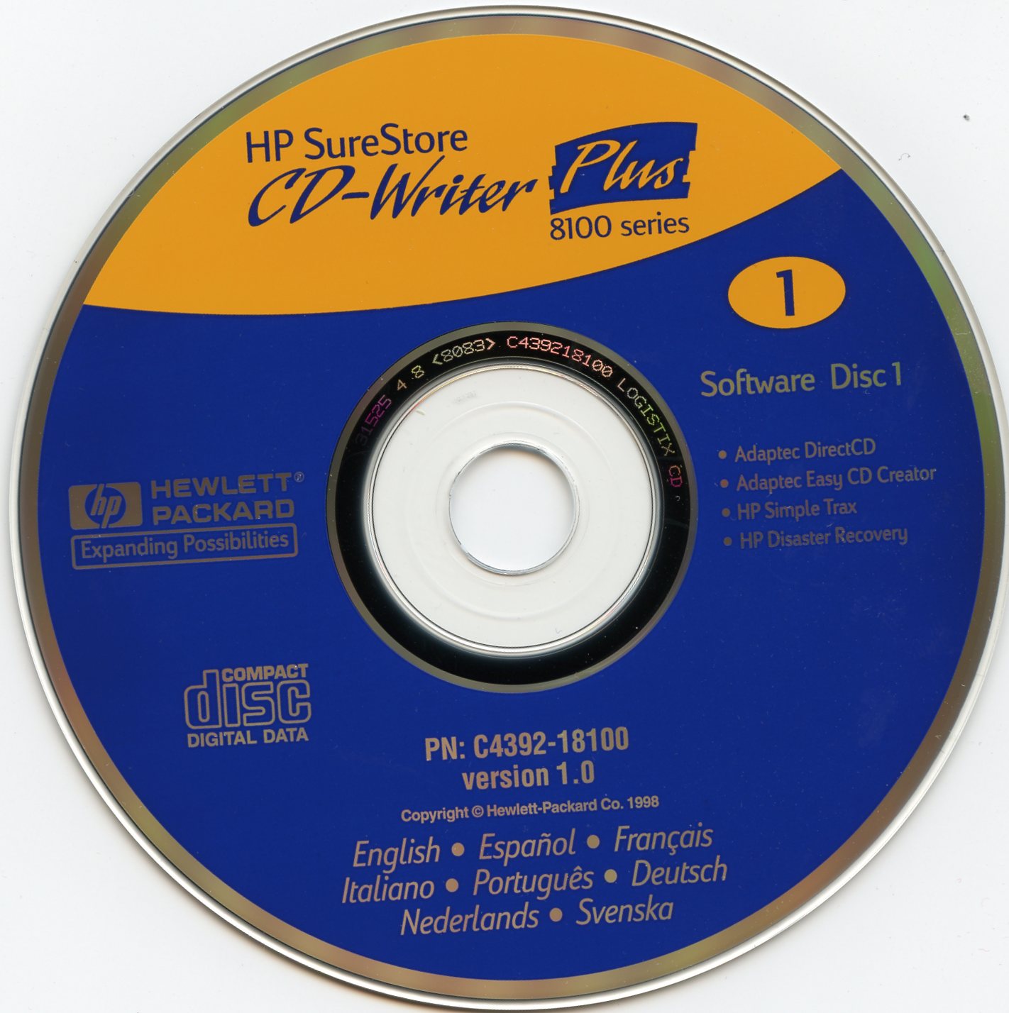 HP Hewlett Packard C4392A 8100i 24x2x4x Internal CD-Writer Plus Drive