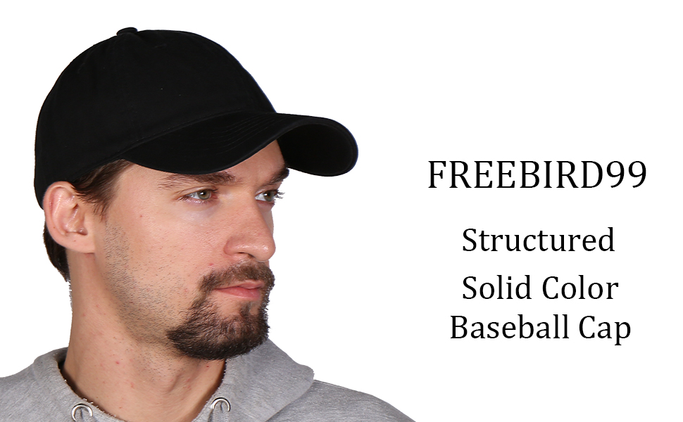 Free Bird 99 Unisex Cotton Adjustable Baseball Cap Plain Hat(Black)