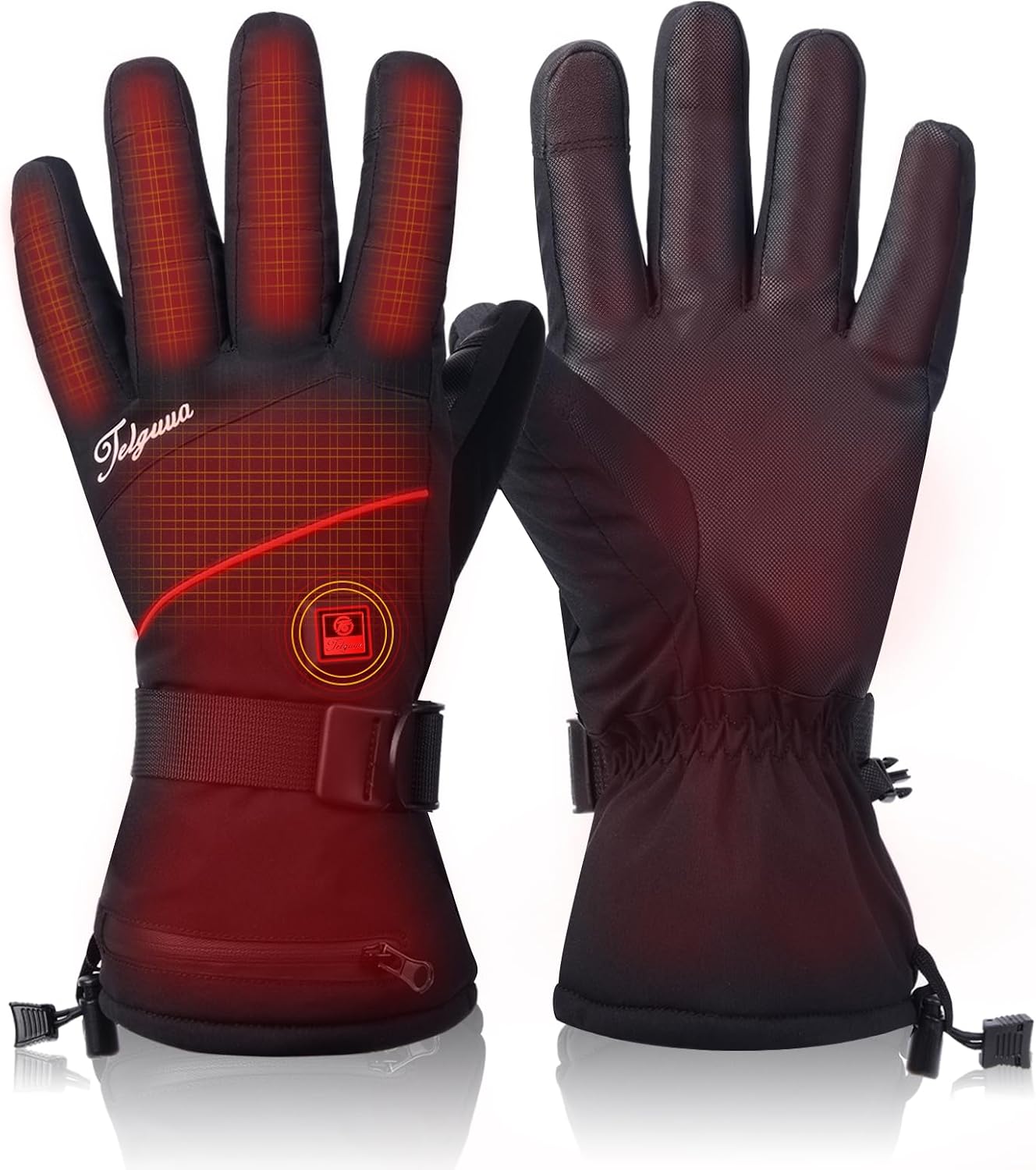 Telguua Heated Gloves for Men Women,Electric Rechargeable Heated Work Gloves Ski Mitten Gloves Waterproof Touchscreen Heated Glove for Raynaud's&Arthritis (M)
