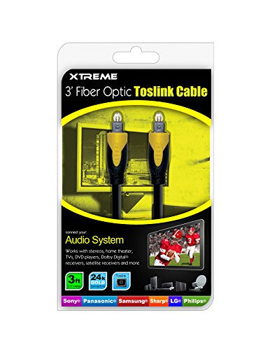 Xtreme 73503 3-Feet Fiber Optic Toslink Cable Connect Any Audio System to HDTV