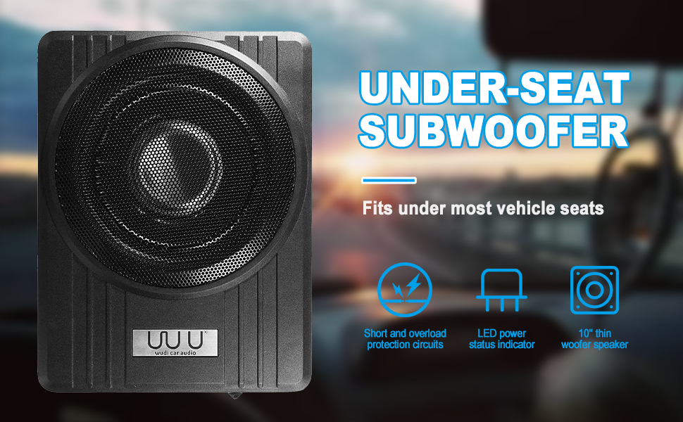 10 inch 250W Under Seat Car Enclosed Subwoofer Active Powered Car Subwoofer Sub