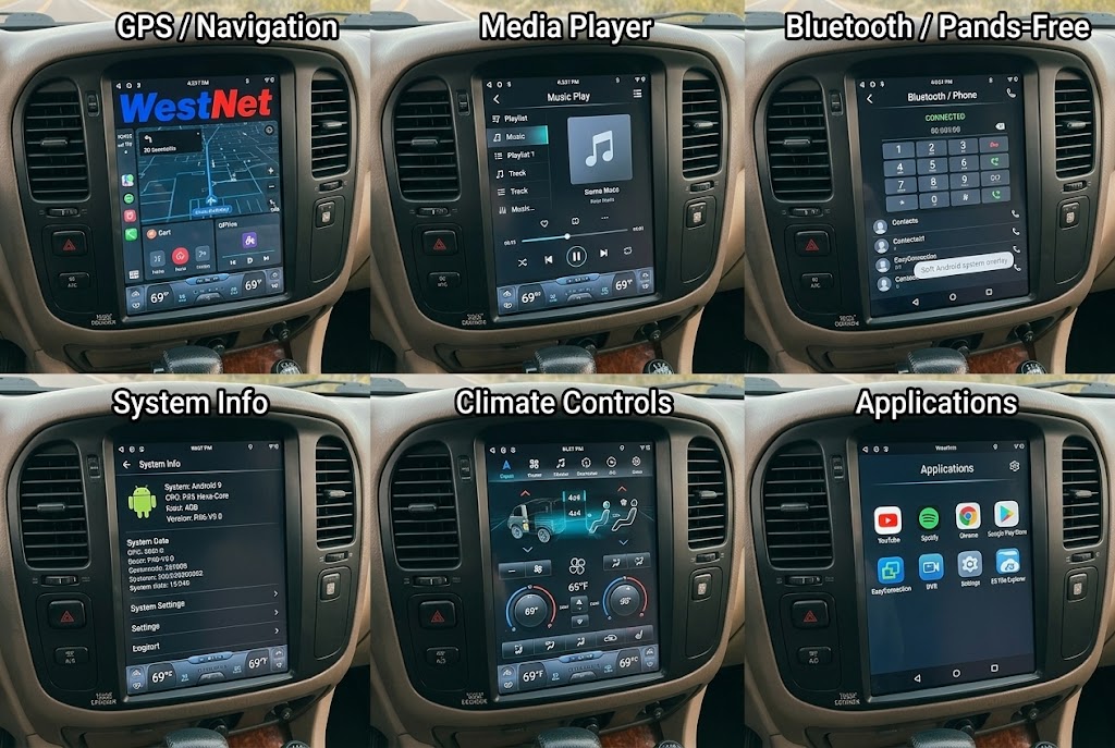 WestNet 12.1 Inch Vertical Screen Android Car Stereo for 1998-2002 Toyota Land Cruiser 100 LC100 / Lexus LX470, CarPlay, Android Auto, GPS, PX6 4GB/64GB
