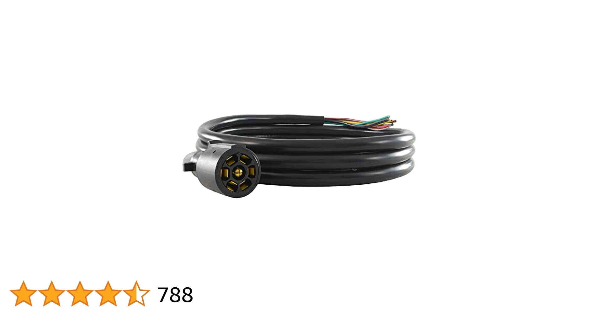 Conntek ROJ Black 7 Way Plug Inline Trailer Cord, 6-Feet