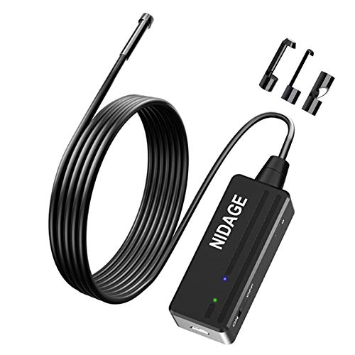 50FT 5.0MP USB Endoscope, Upgraded NIDAGE 8.5mm Borescope, Inspection Camera with 6 Adjustable LEDs and IP67 Waterproof Semi-Rigid Cable, Snake Camera for Pipe Sewer Drain Vent Automotive Inspection