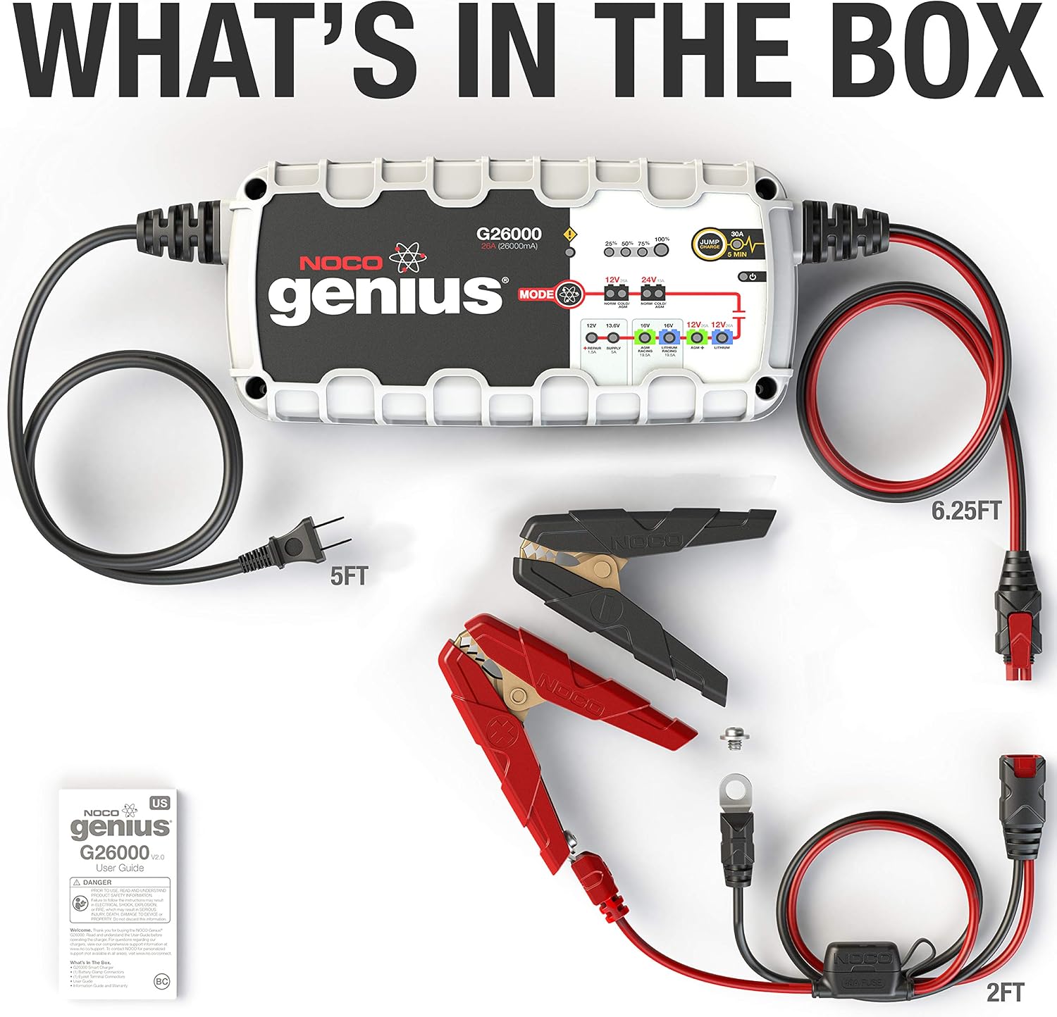 NOCO Genius G26000 12V/24V 26-Amp Smart Battery Charger and Maintainer