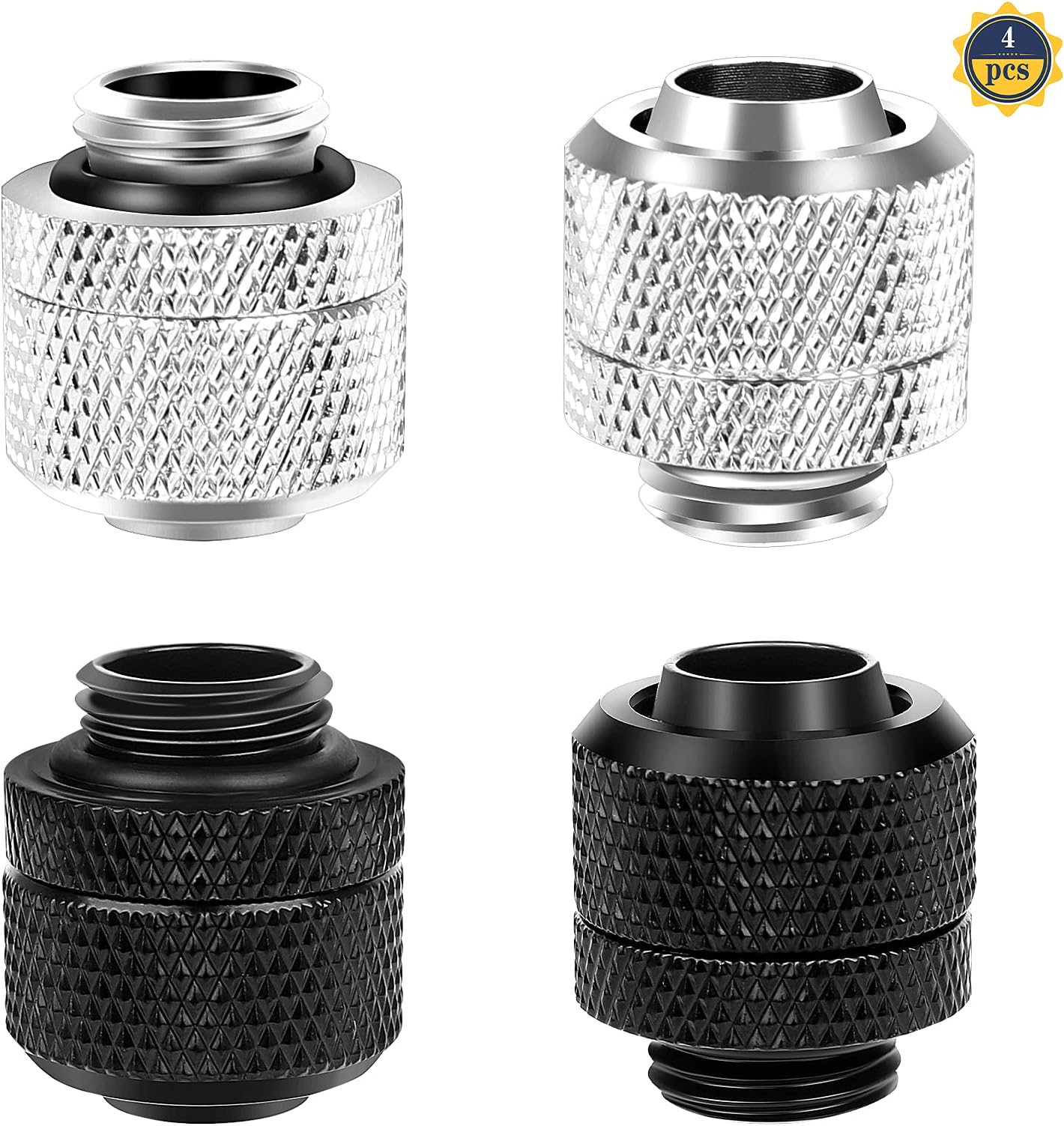 Pomya PC Water Cooling,2PCS G1/4 Thread Flexible Tube Connector Brass Two-Touch Fitting for 9.5mm Inner Diameter and 12.7mm Outer Diameter Thin Tube(Black)