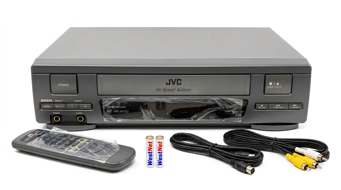 JVC HR-J410U 4-Head VHS VCR with Remote RCA RF Cables