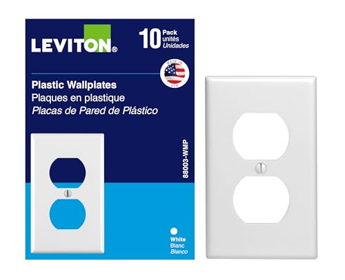 Leviton 10 pack 1-Gang Wallplates, Duplex Receptacle, 88003-WMP, White