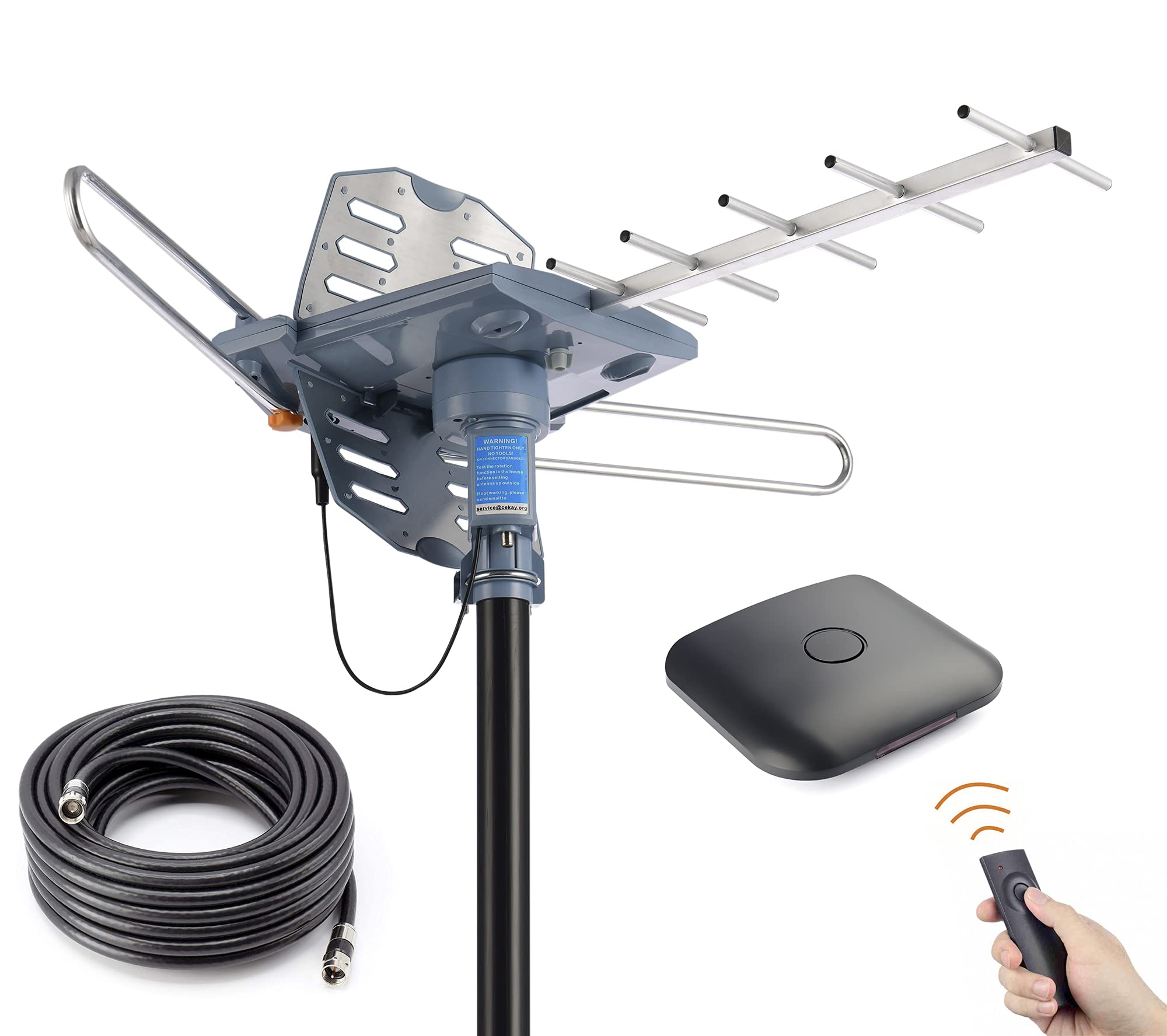 CeKay Outdoor Antenna Digital Antenna HDTV Antenna Amplified TV Antenna For UHF/VHF - 150 Miles Range With Mounting Pole & 40FT RG6 Coaxial Cable - Easy Installation - Support 2TVs