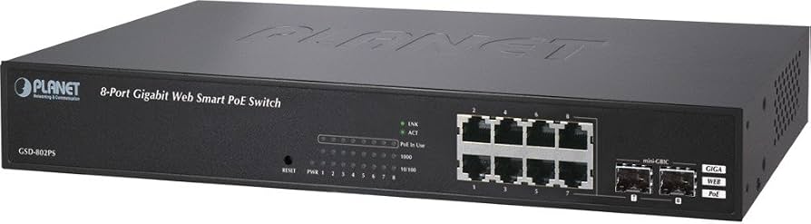 Planet GSD-802PS 8- Port Gigabit POE Switch Power over Ethernet