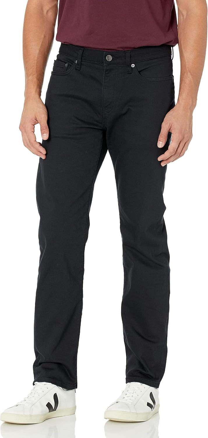 Amazon Essentials Men's Straight-Fit Stretch Jean, Washed Black, 28W x 30L