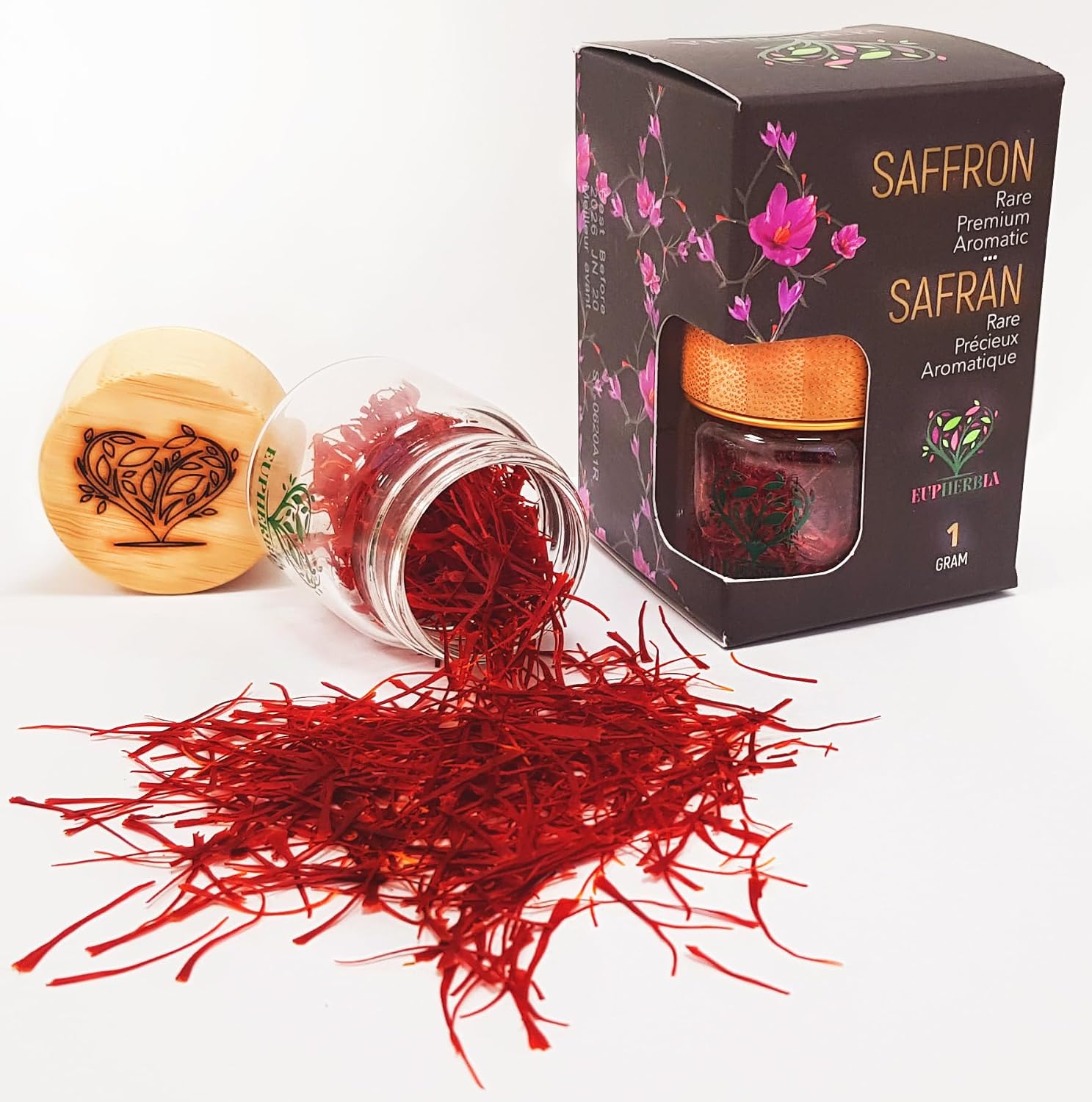 EUPHERBIA Saffron, Pure Grade A+ All Red Saffron Threads, Fresh, Premium, Aromatic, Hand Harvested, Unprocessed, Kosher Certified (3 Gram)