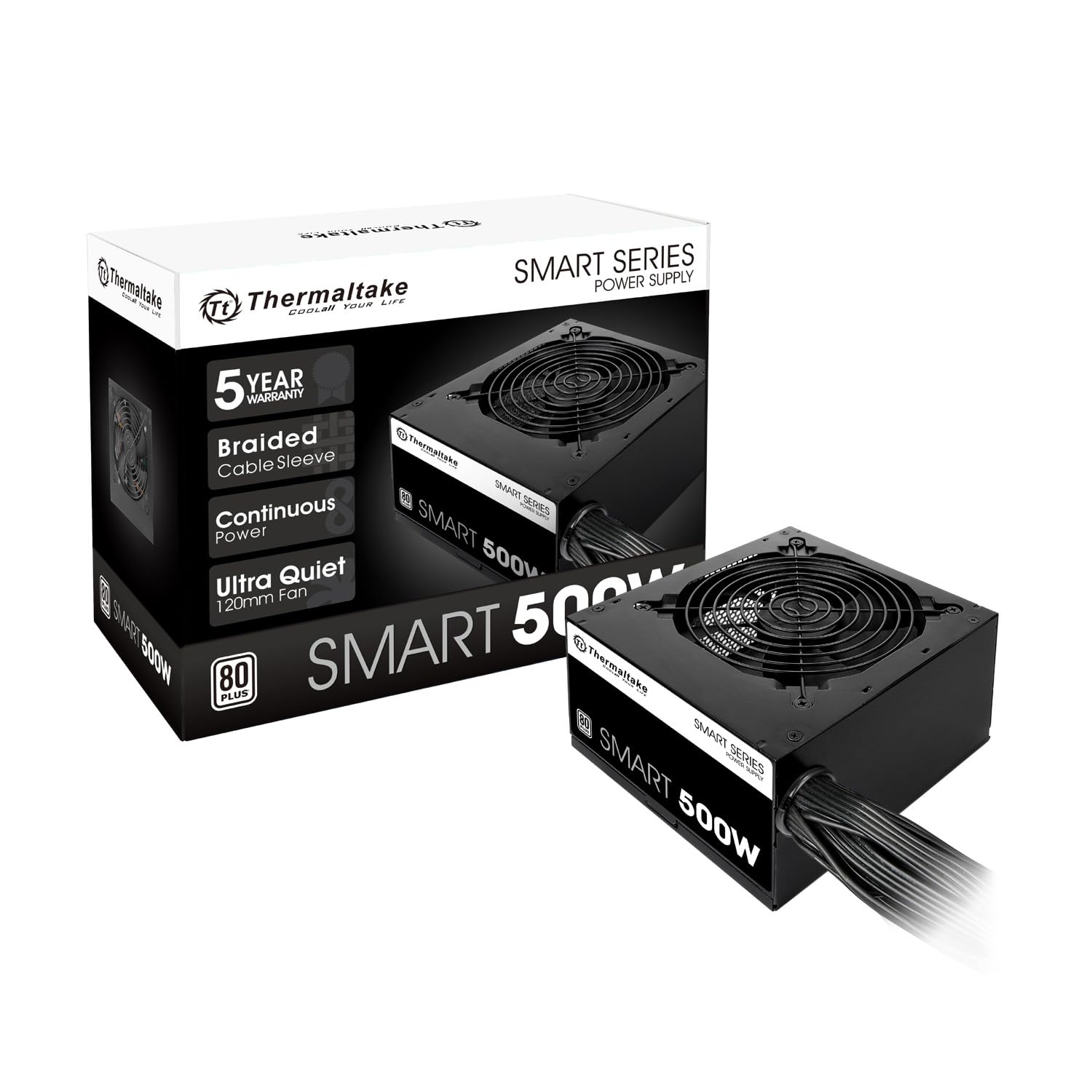 Thermaltake Smart 500W ATX 12V V2.3/EPS 12V 80 Plus Certified Active PFC Power Supply PS-SPD-0500NPCWUS-W