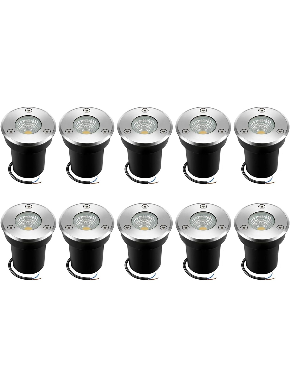 10Pack LED Landscape Lighting Well Lights 6W 12V-24V Ground Lights IP67 Waterproof Low Voltage Landscape Lights for Outdoor Backyard Garden Driveway Decoration (Warm White)