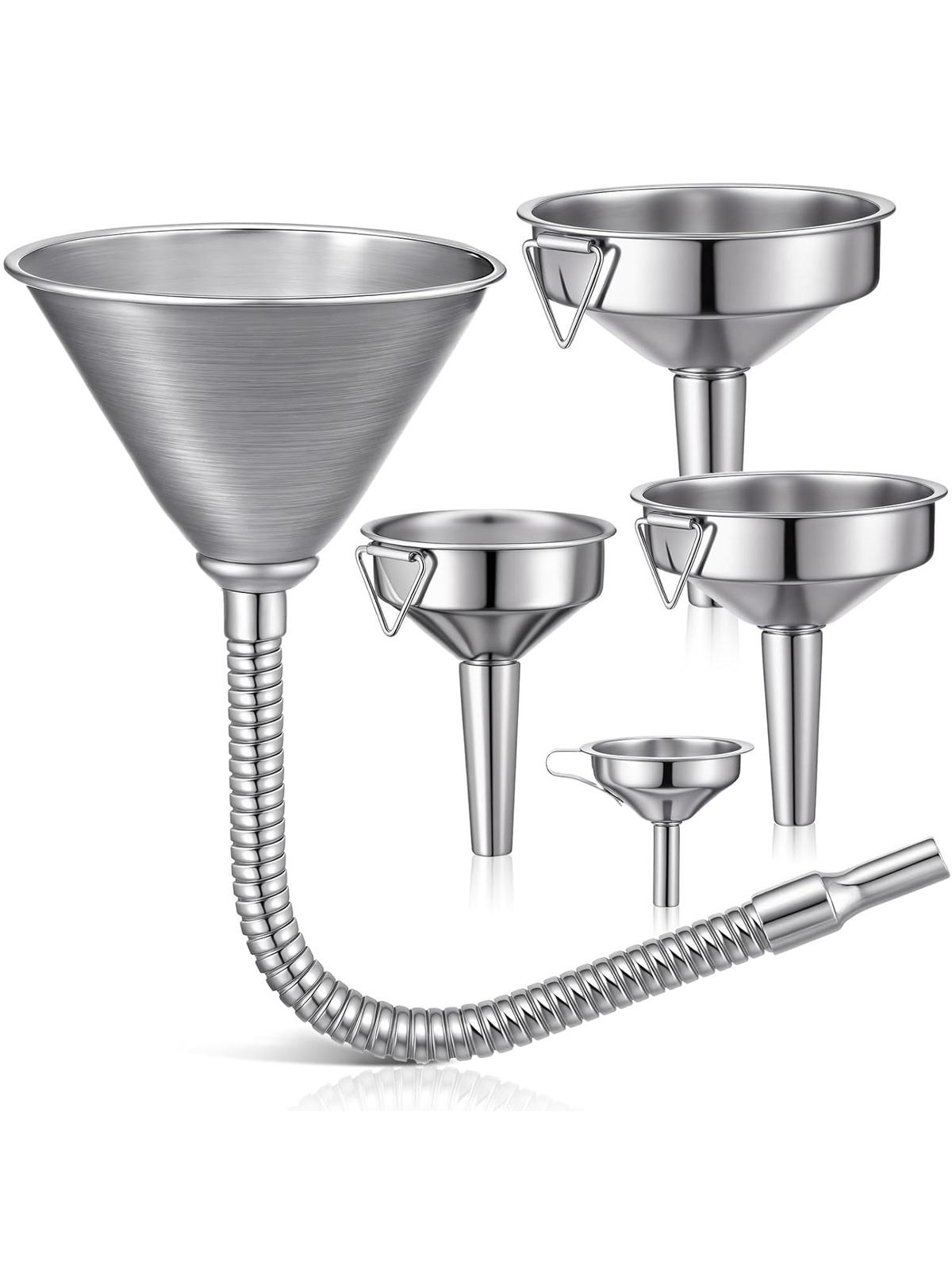 Steel Bendable Universal Funnel, Flexible Filter Funnel Set with Long Neck Oil Funnel and Silicone Funnel, Multipurpose Iron Funnel for All Oil, Water, Diesel Fuel and Other Liquids