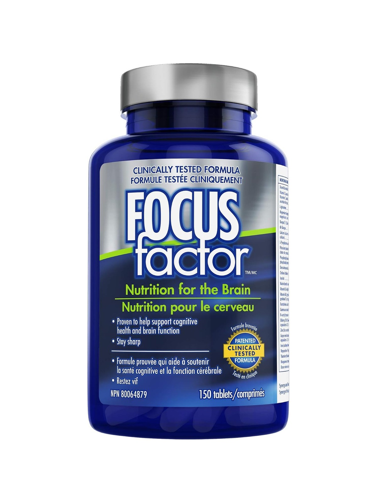 Focus Factor Brain Supplement & Complete Multivitamin (150 Count) with Zinc, Magnesium, Vitamins B6, B12, D, Bacopa Monnieri & Tyrosine to Improve Memory, Concentration and Focus