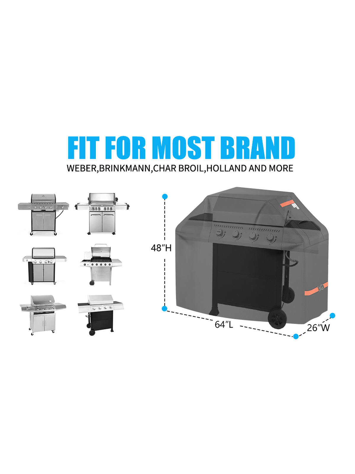 Gas Grill Covers Heavy Duty Waterproof, ZEJUN BBQ Cover 30 Inch Grill Cover 600D BBQ Grill Cover Rip-Proof UV-Resistant Fits for MOST Two-Burner Barbeque Grill of Char-Broil Weber Nexgrill Pit Boss