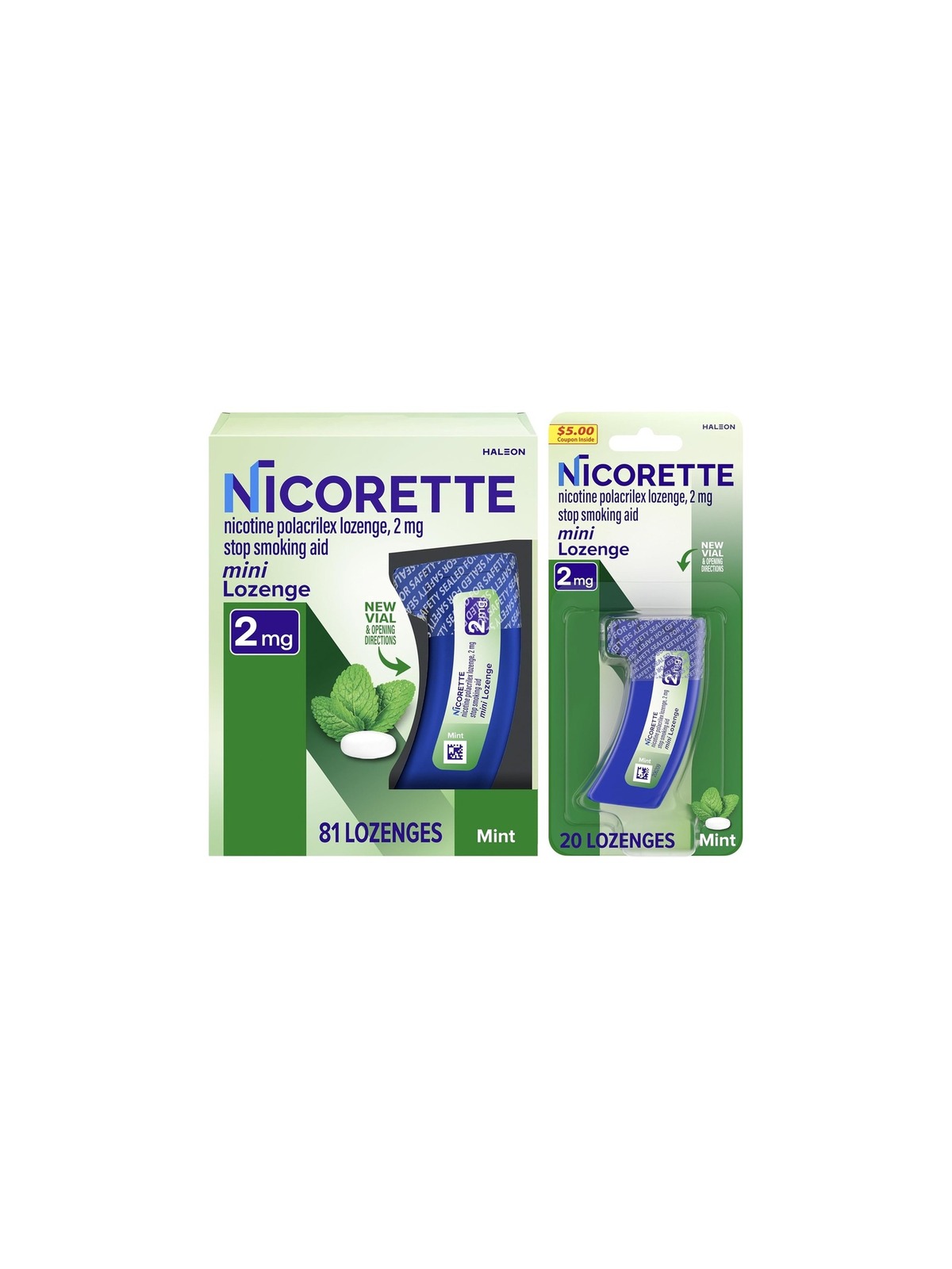 Nicorette Nicotine Mini Lozenges, 2mg, Mint, Quit Smoking, NRT and Smoking Cessation Aid, 88 count