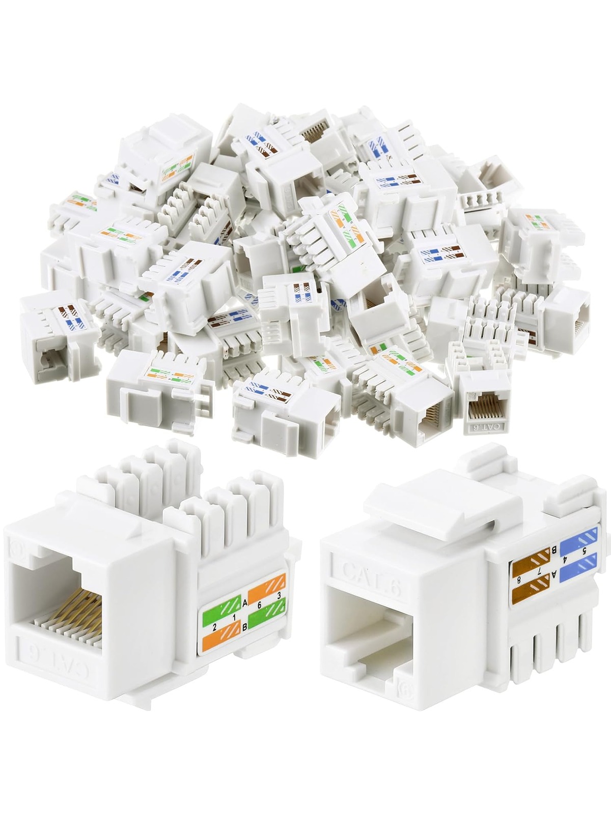 [UL Certified] Cat6 RJ45 Keystone Jack Insert, 90 Degree Ethernet UTP Connector (25 Pack) Black