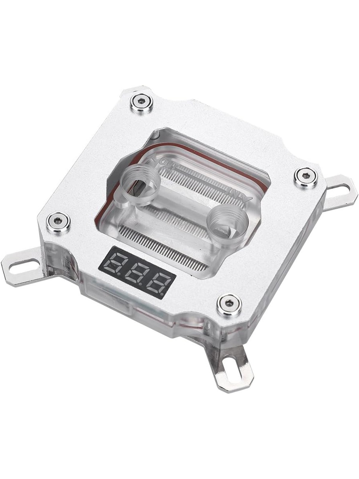 Wendry CPU Water Cooling Block, Computer CPU Water Cooling Block Waterblock with Temperature Display for Intel, Made of Copper + PMMA + Anode Aluminum