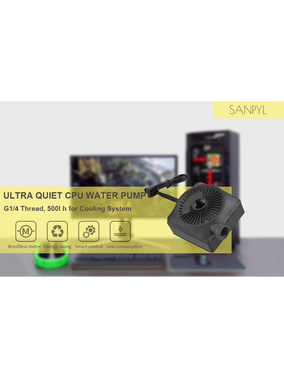 CPU, 12V DC 500L/H PC Water Cooling Pump G1/4 Thread CPU Cooling System Ultra Quiet Water Cooling Pump for Computer G1/4 Thread for PC