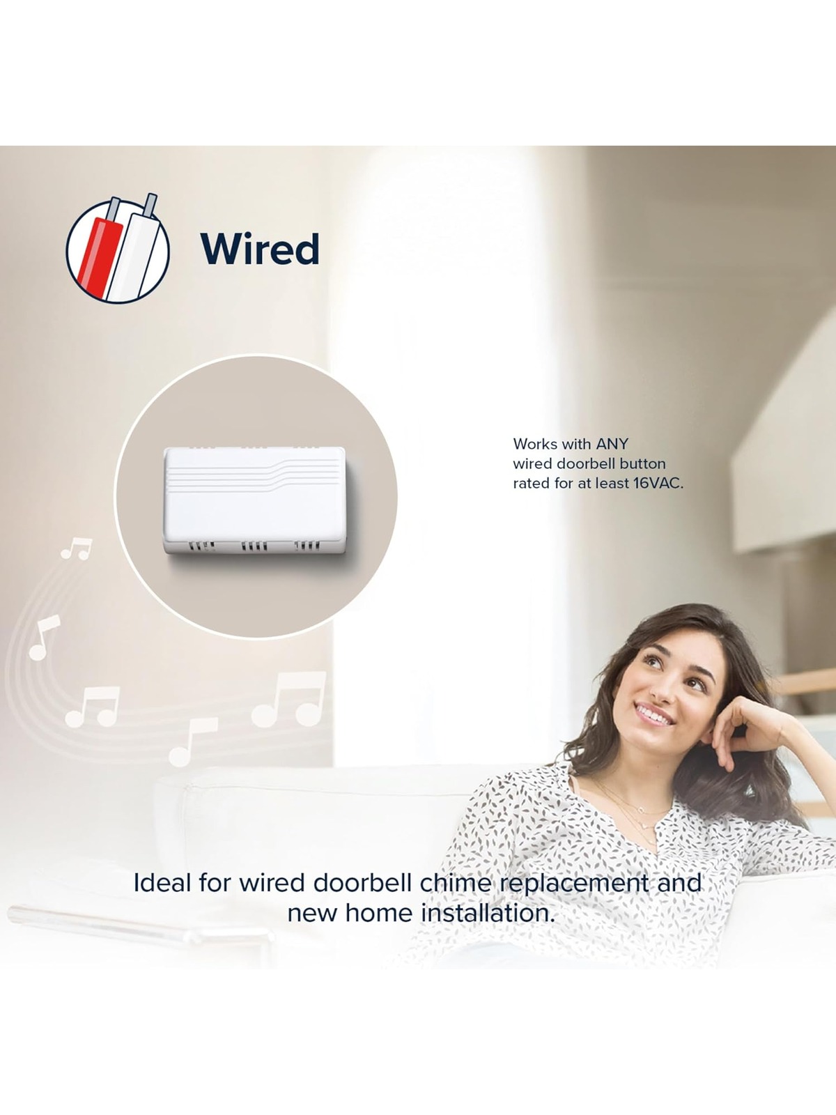 Heath Zenith 96/M-B Basic Series Wired Door Chime, White
