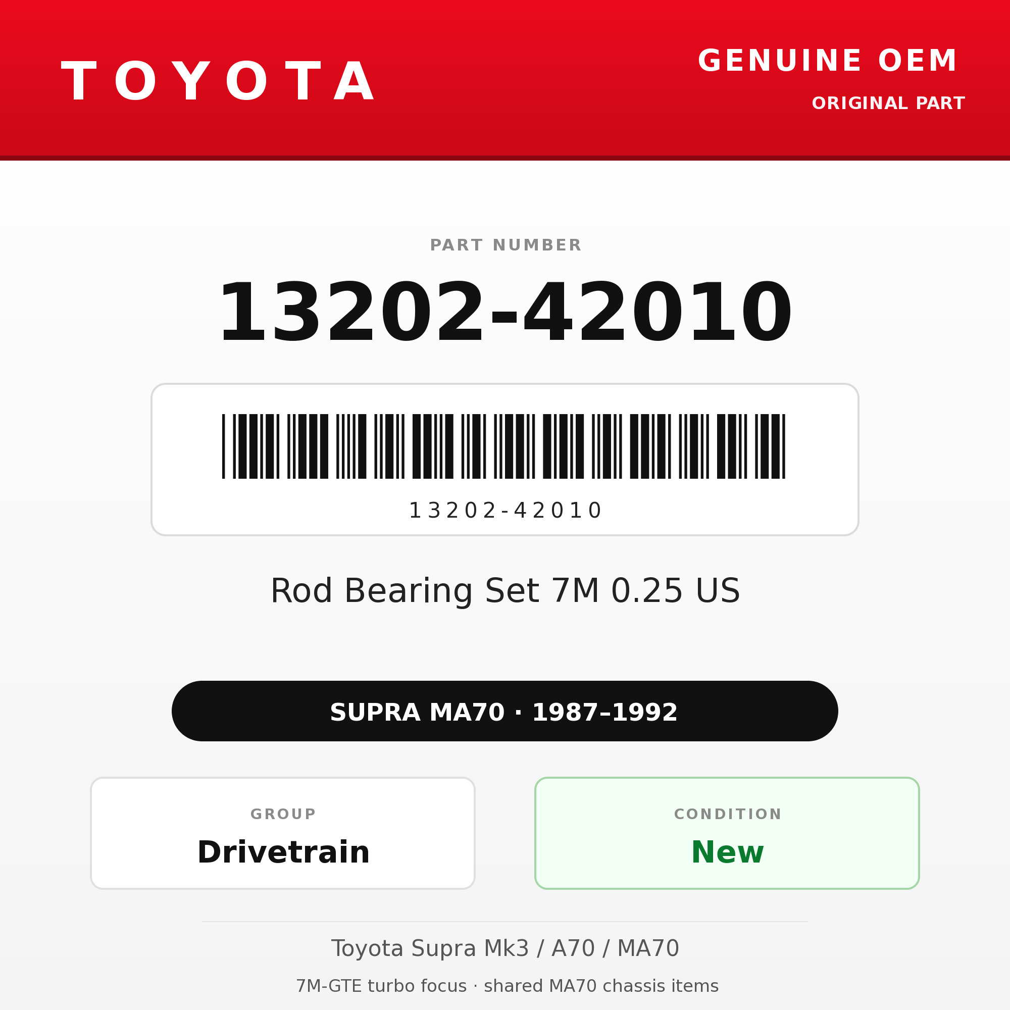 Genuine Toyota OEM 13202-42010 - Rod Bearing Set 7M 0.25 US (87-92 Supra)