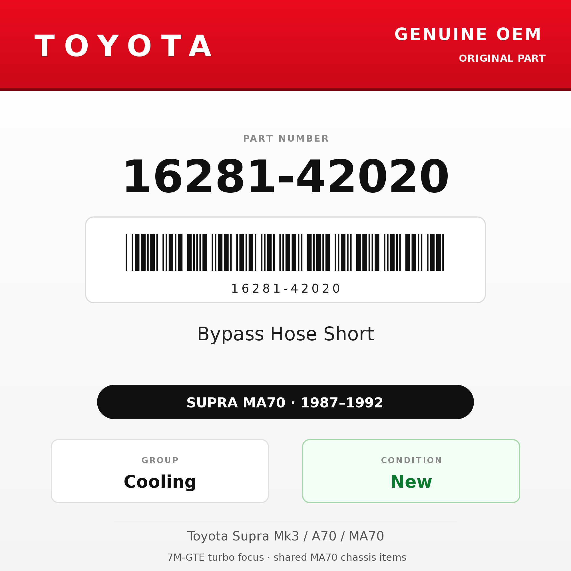 Genuine Toyota OEM 16281-42020 - Bypass Hose Short 7M (87-92 Supra)