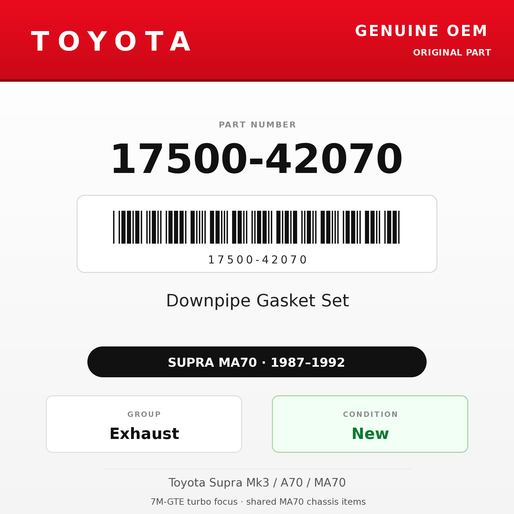 Genuine Toyota OEM 17500-42070 - Downpipe Gasket Set 7M-GTE (87-92 Supra)