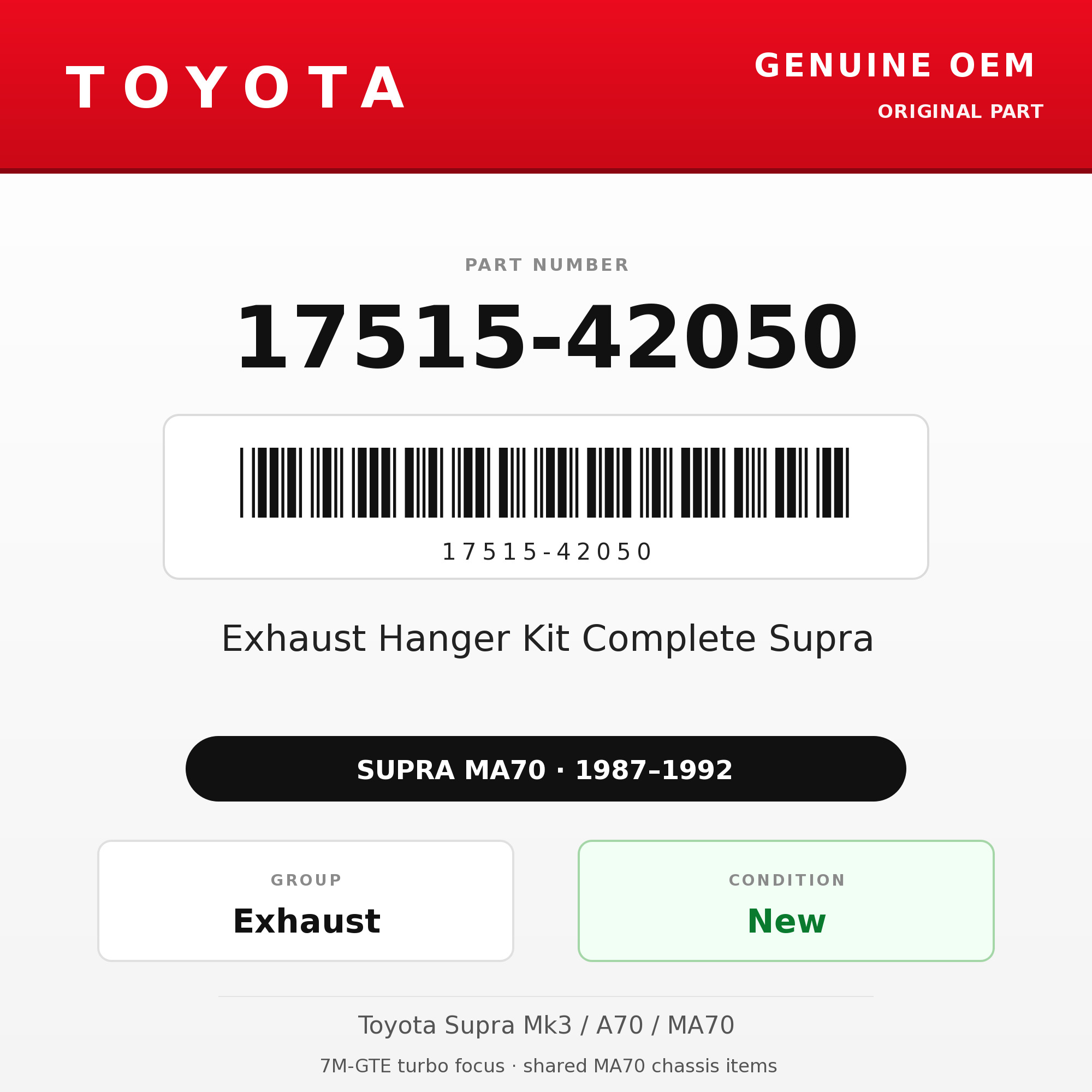 Genuine Toyota OEM 17515-42050 - Exhaust Hanger Kit Complete Supra (87-92 Supra)