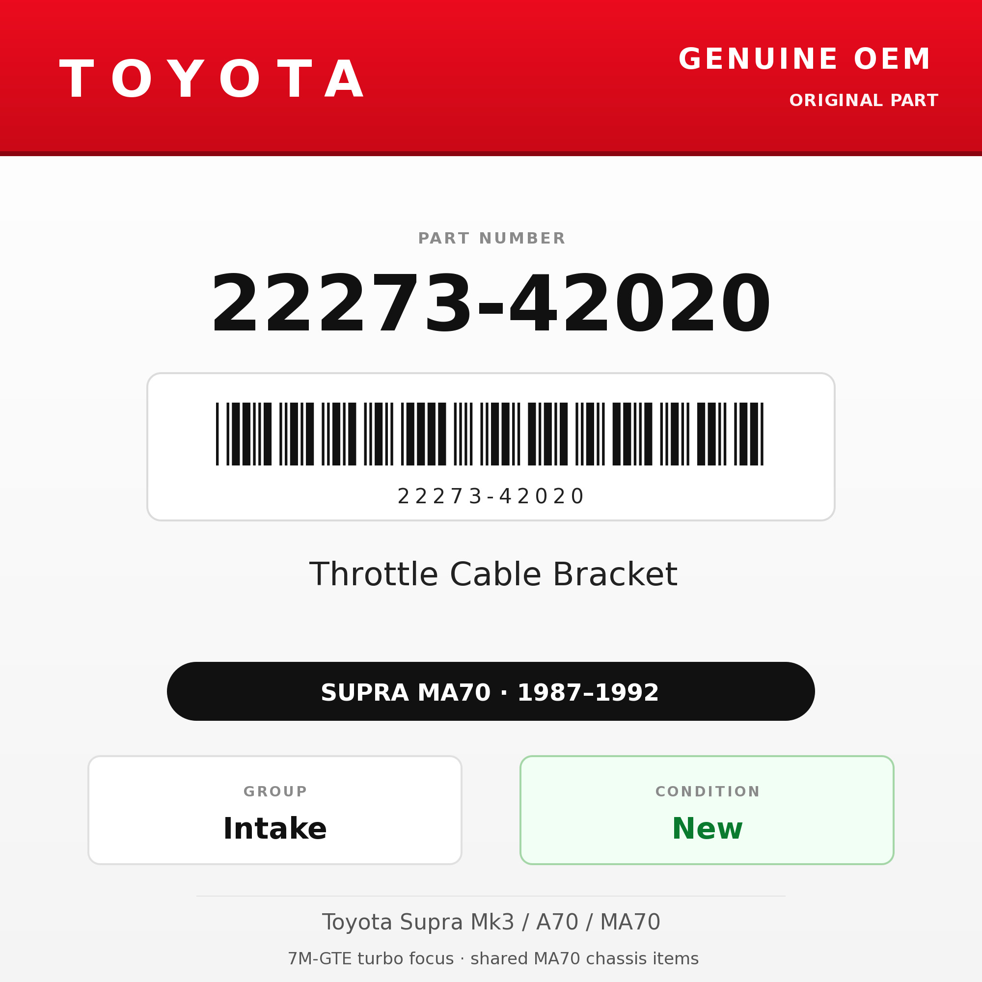 Genuine Toyota OEM 22273-42020 - Throttle Cable Bracket 7M (87-92 Supra)