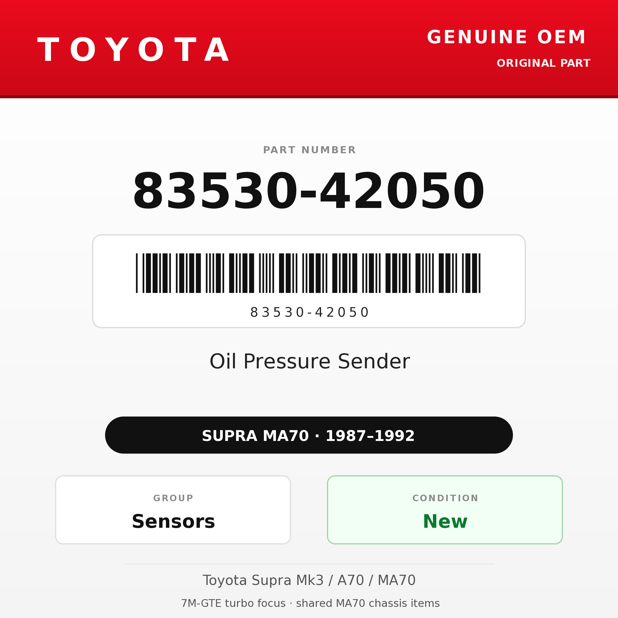 Genuine Toyota OEM 83530-42050 - Oil Pressure Sender 7M (87-92 Supra)