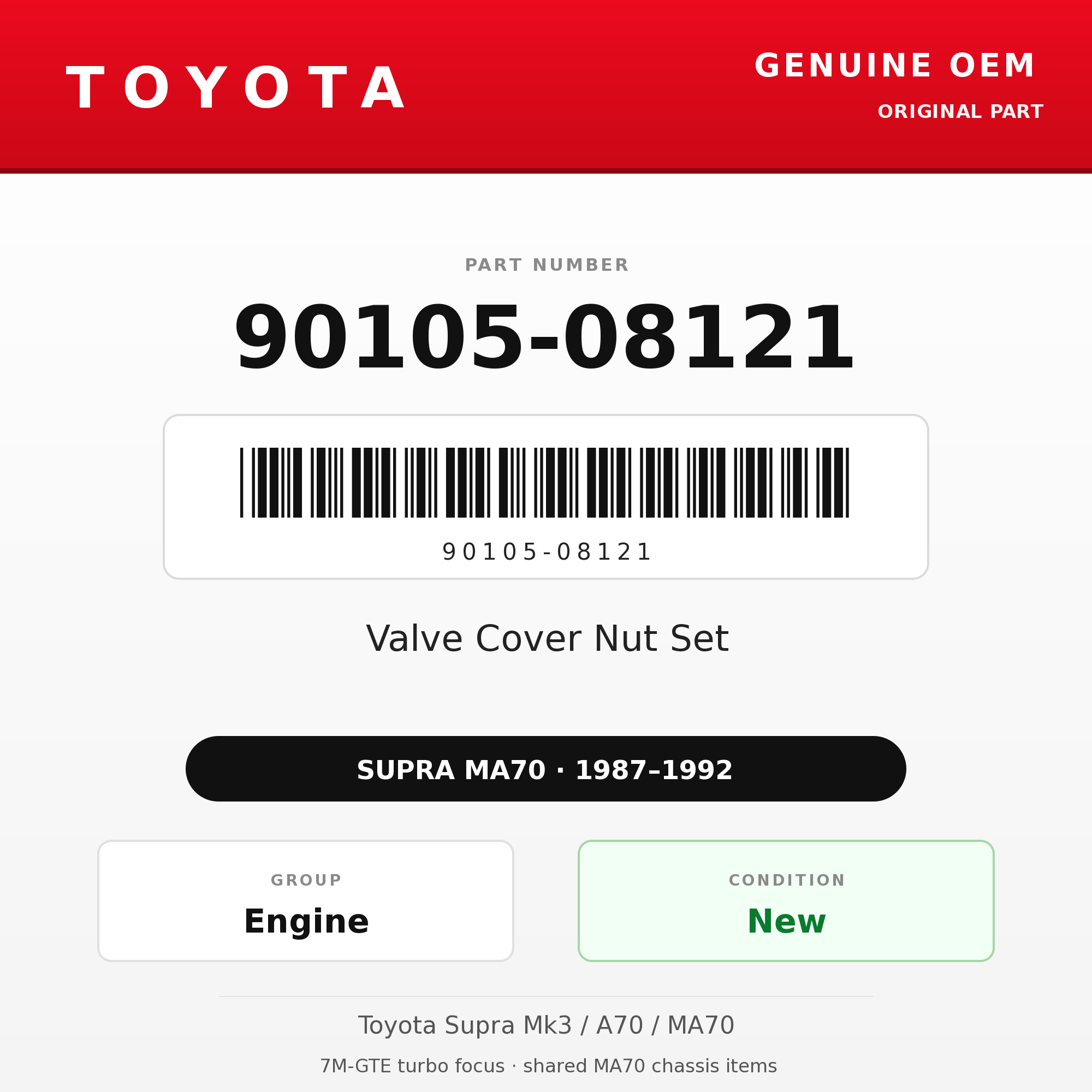 Genuine Toyota OEM 90105-08121 - Valve Cover Nut Set 7M (87-92 Supra)