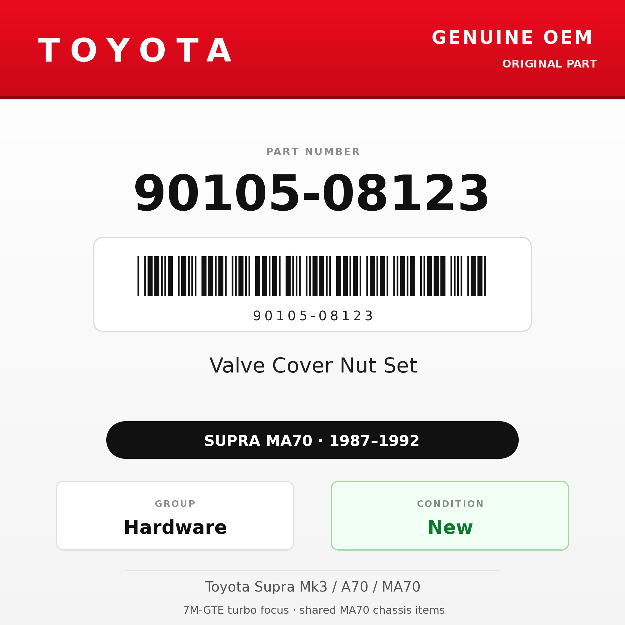 Genuine Toyota OEM 90105-08123 - Valve Cover Nut Set 7M (87-92 Supra)