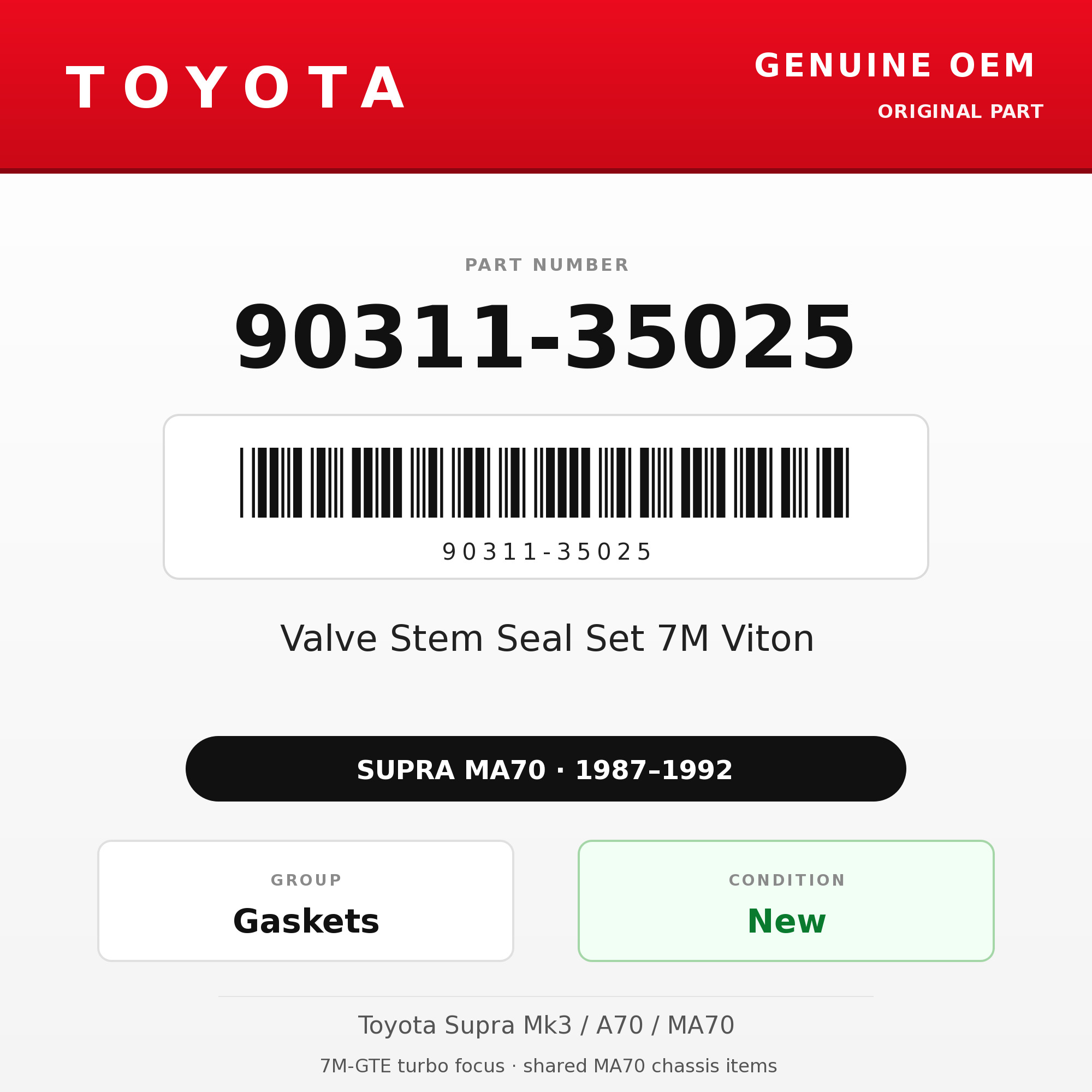 Genuine Toyota OEM 90311-35025 - Valve Stem Seal Set 7M Viton (87-92 Supra)