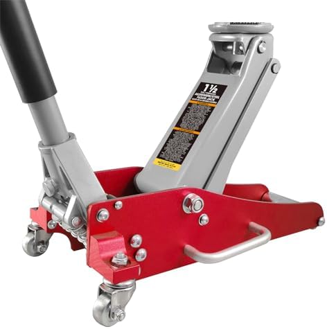 Big RED T815016L Torin Hydraulic Low Profile Aluminum and Steel Racing Floor Jack with Dual Piston Quick Lift Pump, 1.5 Ton (3,000 lb) Capacity, Blue