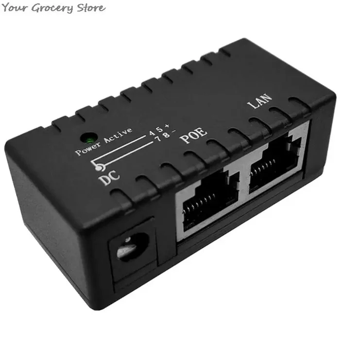 Gigabit Simple Passive PoE injector Splitter for CCTV IP Camera Networking Black